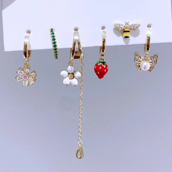 BUMBLEBERRY Bee Strawberry Flower Earrings