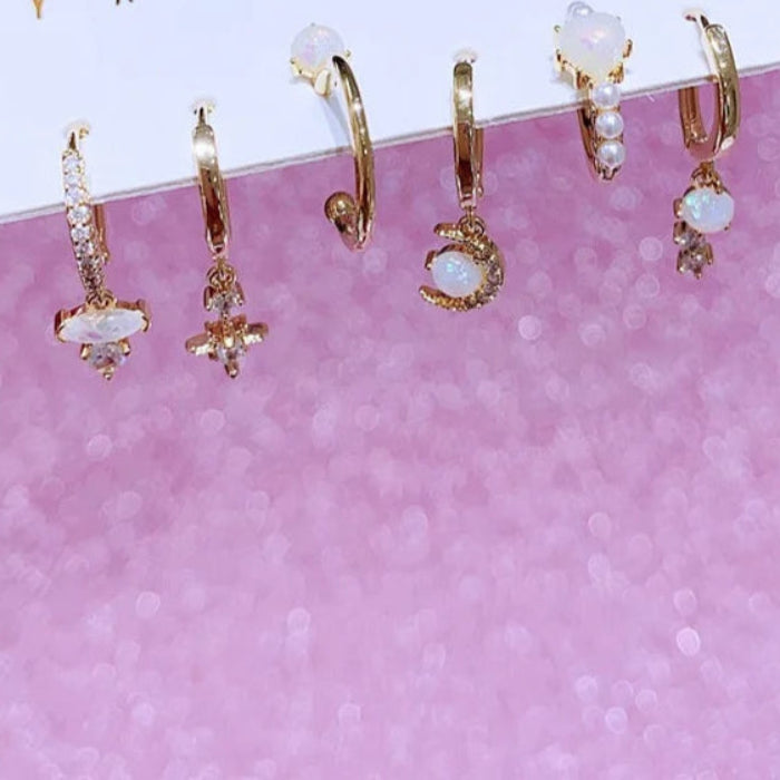 CELESTE Opal Moon Star Earrings