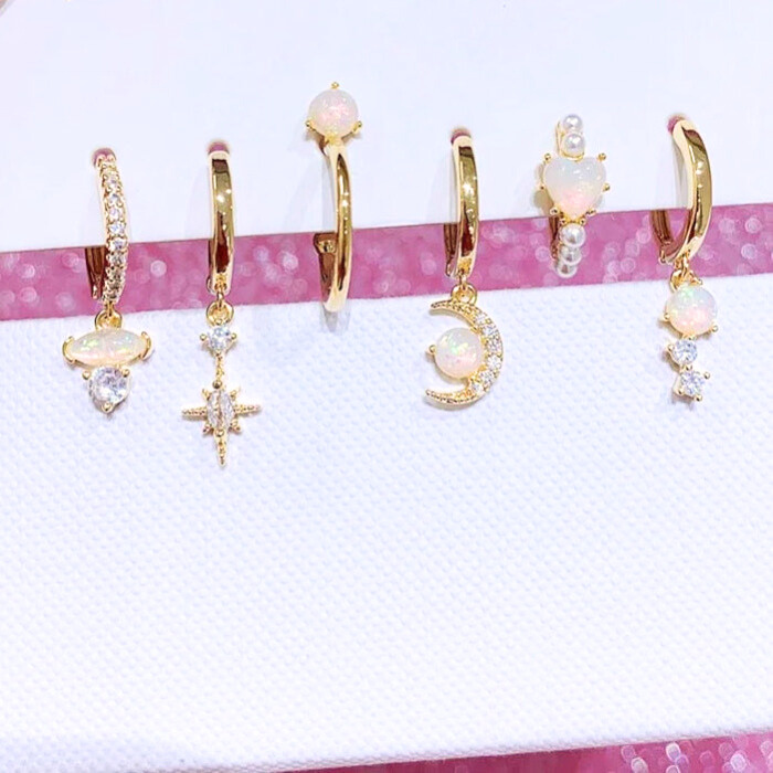CELESTE Opal Moon Star Earrings