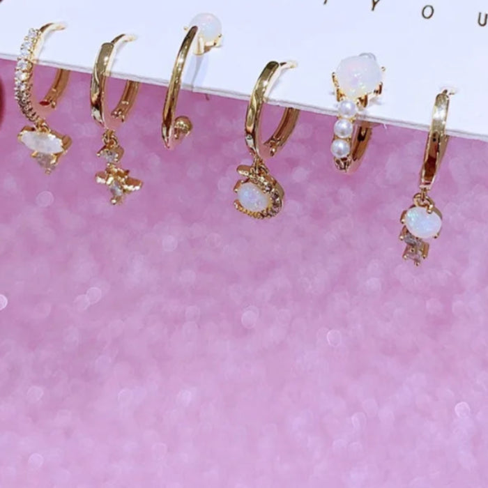 CELESTE Opal Moon Star Earrings