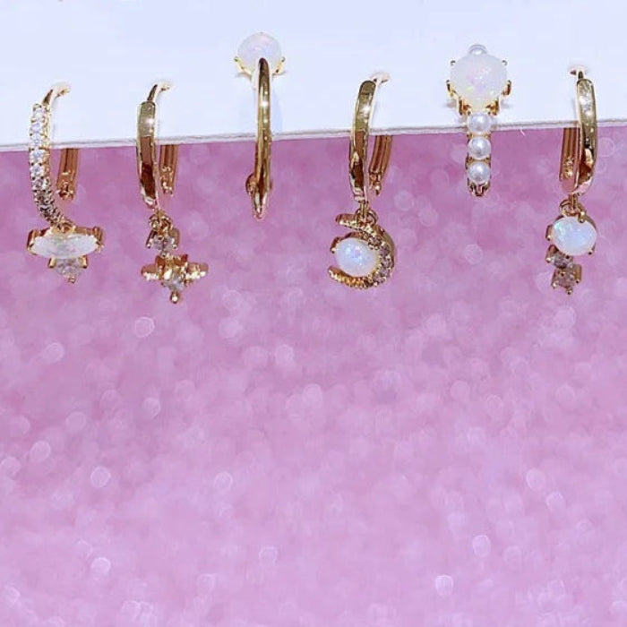 CELESTE Opal Moon Star Earrings