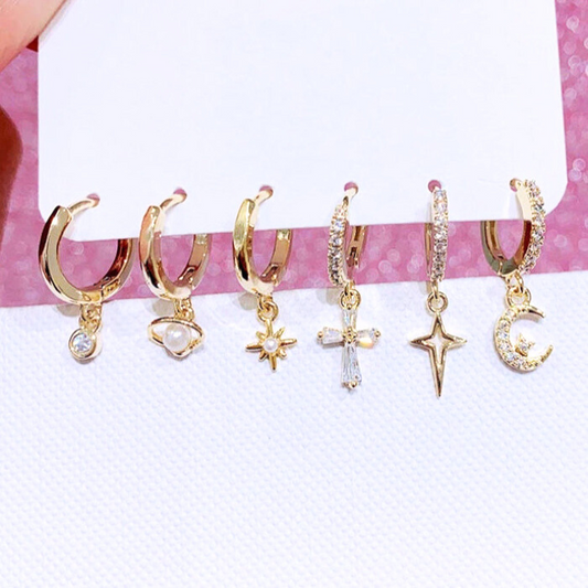 ANGEL Moon Cross Pearl Earrings