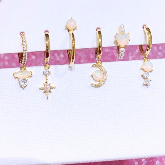 CELESTE Opal Moon Star Earrings